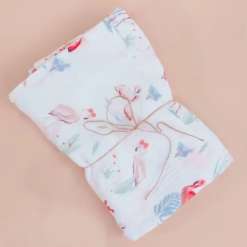 100% cotton Muslin Swaddle blankets Nature Flamingo print